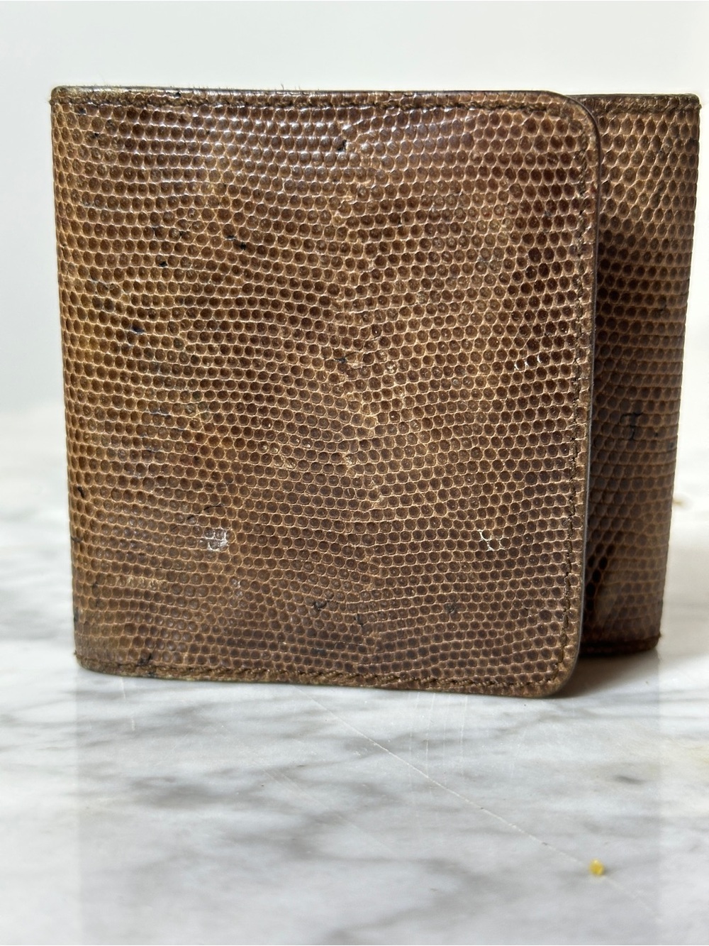 Brown Lizard Textured Leather Men’s Wallet - Classic Bifold